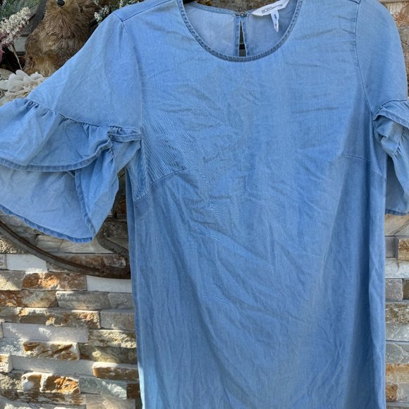 BCBGeneration Denim DRESS‎ Ruffled Sleeves - Picture 2 of 3